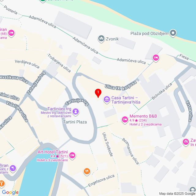 Zemljevid Tartinijeva hiša